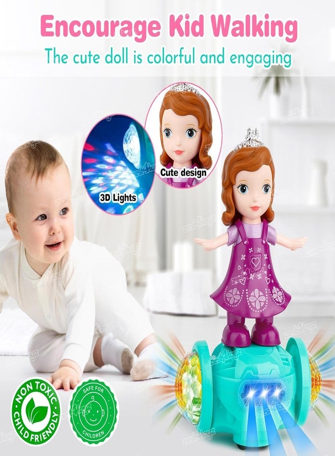 BEMOX Musical Dancing Girl Toys for Kids 360 Degree Rotating with Light & Music Sound Toy Bump and Go Activity Play Toy for Babies 1 Years+ (Pack of 1) - Image 2